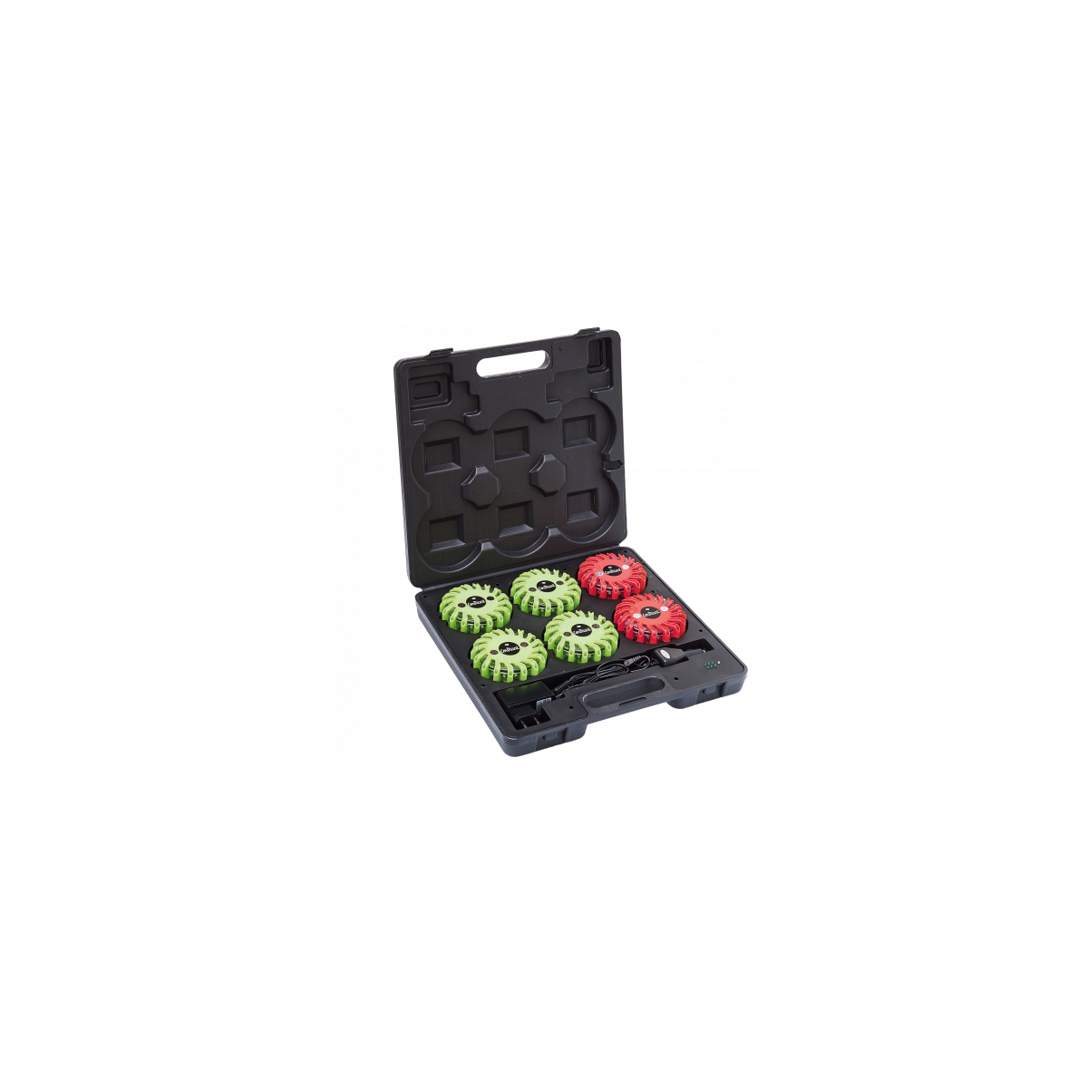 Valise de 6 balises LED Flash Code - 4 X VERT + 2 X ROUGE