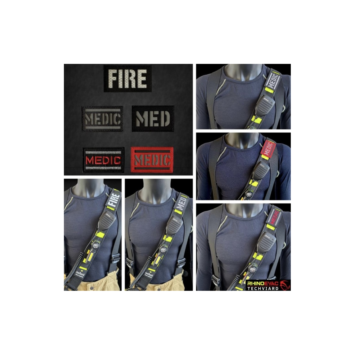 Patch velcro porte radio FIRE / MED / MEDIC FIREFIGHTER
